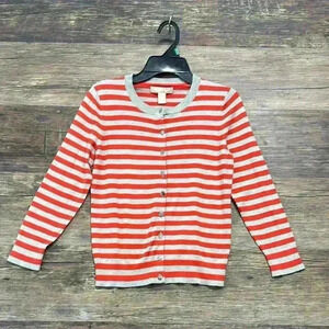 Banana Republic Red and Gray Striped Cardigan sweater women’s XS